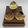 African-Inspired 18k Gold-Plated Jewelry Set - Necklace, Clip Earrings, Cuff Bangle & Ring