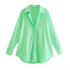 MUJER Women's Multicolor Button-Up Poplin Shirt – Oversized Long-Sleeve Summer Casual Blouse