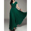 Women’s Boho Deep V-Neck Maxi Dress - Short Sleeve Beach & Party A-Line Chiffon
