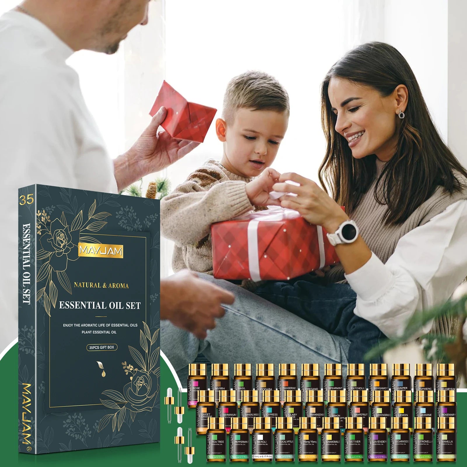 MAYJAM 35-Piece Essential Oil Set for Diffuser, Candle Making, Massage & Aromatherapy Gift Box