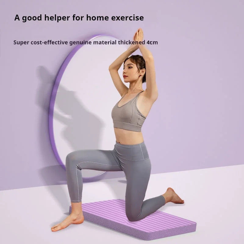 Thick Yoga Knee & Elbow Support Pad 44 x 30 cm (17.3 x 11.8 in) 4 cm, Pilates Exercise Balance Mat, Purple/Black