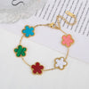 Adjustable Stainless Steel Five-Flower Clover Bracelet for Women Gold Rose Gold Silver