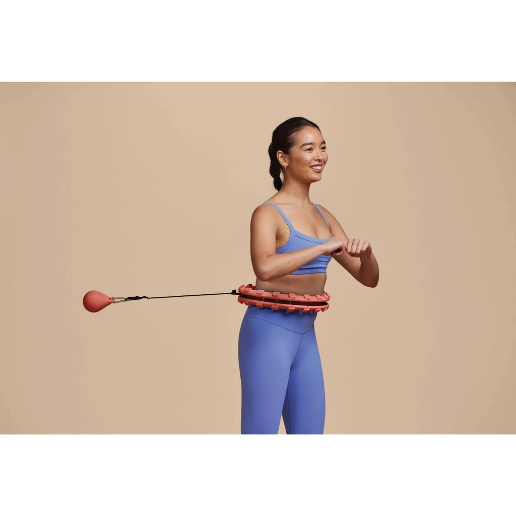 Weighted Fitness Hoop Coral – Adjustable Hula Hoop with 1 lb Rotating Weight, Fits up to 55 in (140 cm) Waist