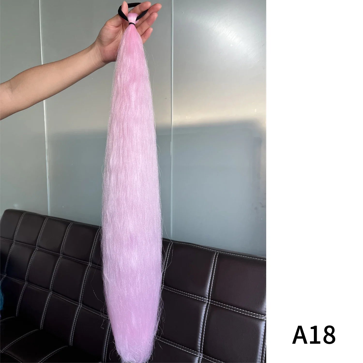 Purple Synthetic Ponytail Extension with Elastic Band – Long Straight Yaki Hairpiece for Braids & DIY Styles