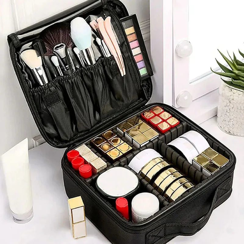 Waterproof Embroidered Makeup Bag for Women — Travel Cosmetic Brush Case & Organizer