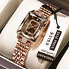 POEDAGAR Women’s Stainless Steel Quartz Watch – Rectangle Dial, Water-Resistant 3ATM with Date & Gift Box