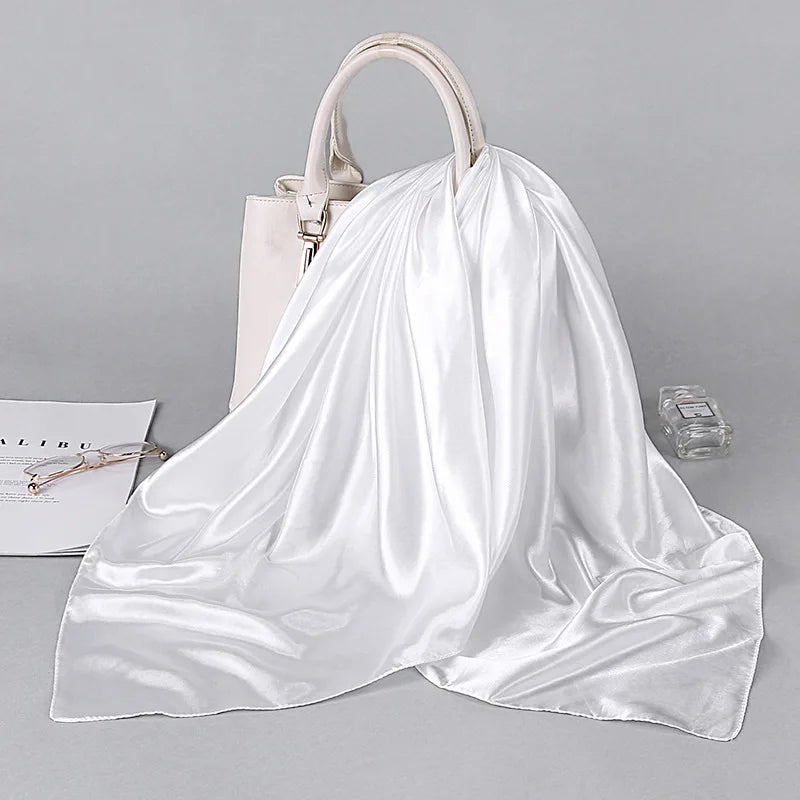 35.4 x 35.4 in (90 x 90 cm) Satin Square Scarf – Women's Polyester Hijab, Headscarf, Shawl & Bandanna