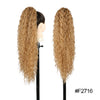 Long Ombre Blonde Synthetic Clip-In Braided Wavy Ponytail Hairpiece — Black to Brown Hair Extension