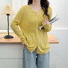 Plus Size Women's V-Neck Knitted Cardigan – Soft Casual Solid Sweater for Spring/Autumn