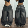 Women's Oversized Baggy Wide-Leg Cargo Jeans with Pockets, Hip Hop Street Style (Unisex)