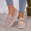 Women's British Style Slip-On Loafers Retro Flat Flannel Loafers Round Toe Large Sizes Available