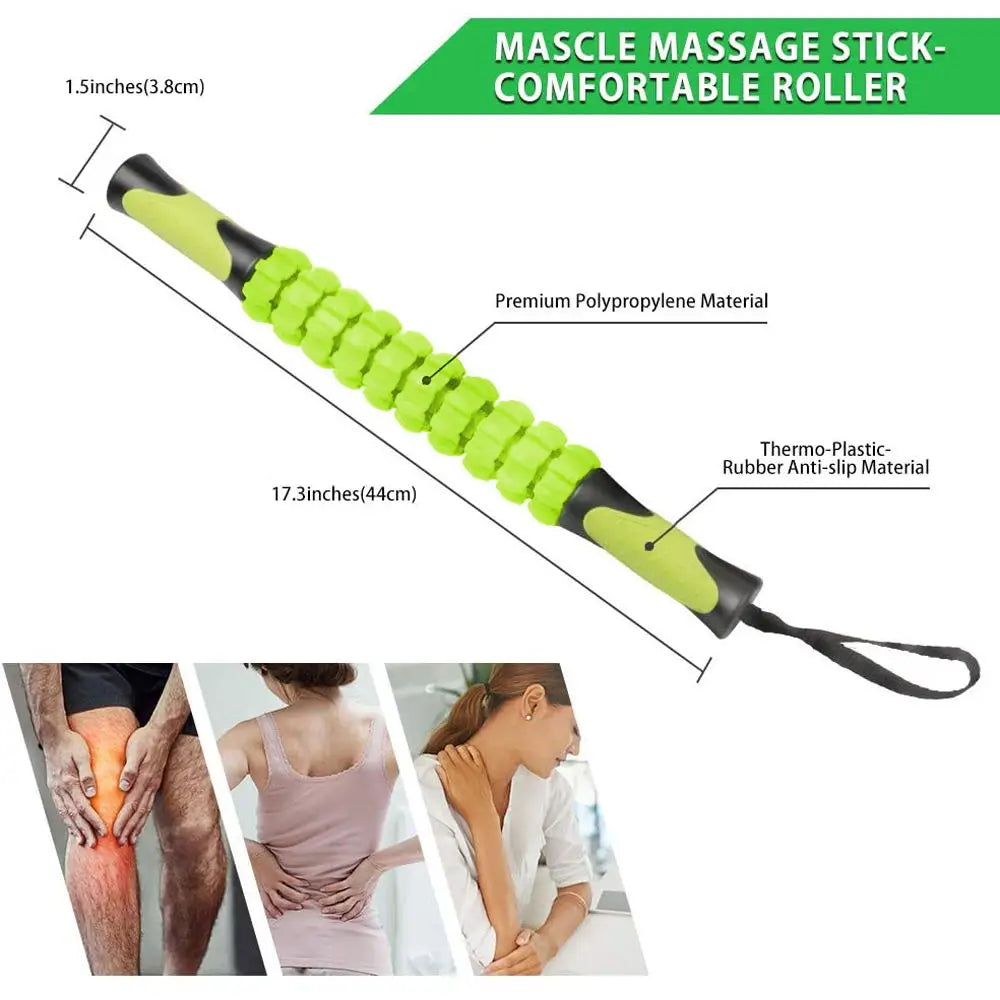 Muscle Roller Massage Stick 44 cm (17.3 in) - Deep Tissue Body Massager for Soreness, Cramp Relief & Recovery