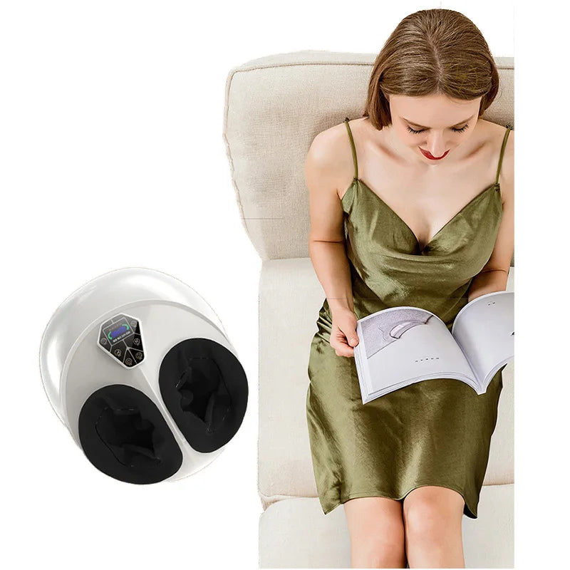 6D Full-Wrap Foot Massager (Large) - Shiatsu Kneading, Vibration, Heat & Airbag Compression with Remote