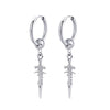 Unisex Gothic Cross Stainless Steel Drop Stud Earrings - Punk Rock Hip Hop Street Jewelry, 1 Pair
