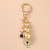 Bowknot Love Heart Keychain with Crystal Pearl Cute Handbag Key Ring Gift for Women and Girls