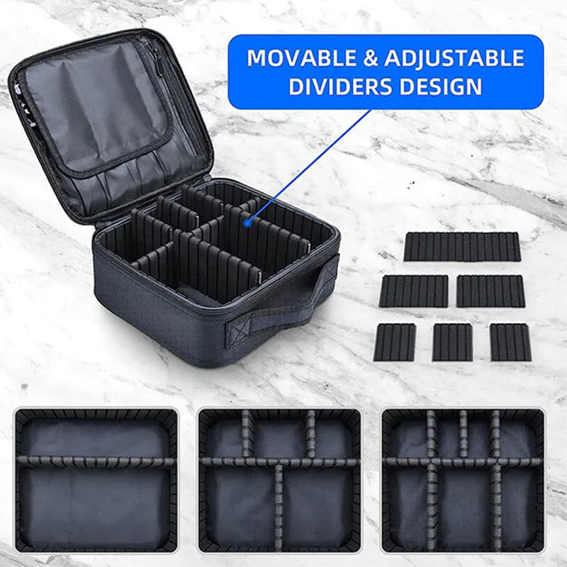 Waterproof Travel Makeup Bag for Women 10.2 in (26 cm) Embroidered Cosmetic Case and Brush Organizer