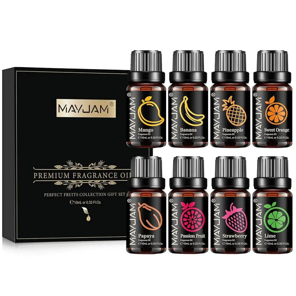 MAYJAM Fruit Fragrance Oil 10ml (0.34 fl oz) – Cherry Banana Papaya Grape Litchi Guava Kiwifruit Pear Fig for Diffuser & Candle