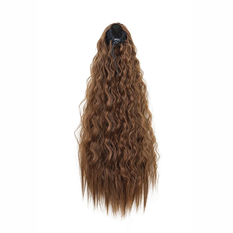 22-Inch (56 cm) Kinky Curly Drawstring Clip-In Ponytail - Long Synthetic High-Temperature Fiber Hair Extension for Women