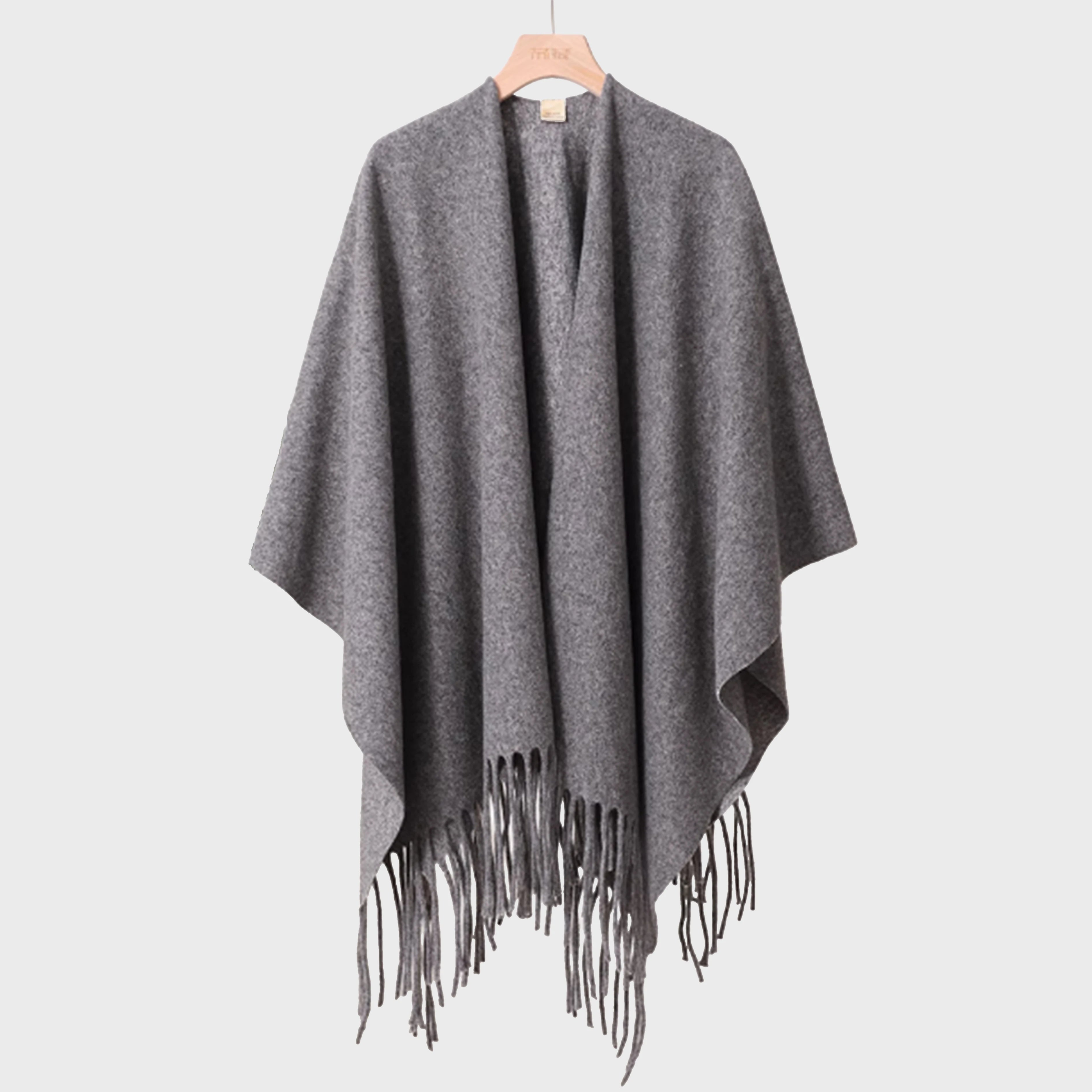 Women's Winter Poncho Shawl – Double-Sided Thick Pashmina-Style Cape, Luxury Blanket Scarf & Cloak