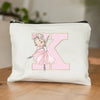 Ballet Girls A-Z Initial Canvas Makeup Pouch – Floral Cosmetic Organizer Clutch (22 x 14 cm / 8.7 x 5.5 in) – Travel & Bridesmaid Gift