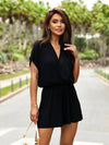 Women's V-Neck Short Sleeve Solid Jumpsuit - Summer Casual Vacation Romper