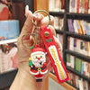 Santa and Reindeer Resin Christmas Keychain - Cute Cartoon Pendant Key Ring Charm for Backpack Purse Ornament