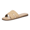 Women's Dressy Flat Slip-On PU Slide Sandals Comfortable Square Toe
