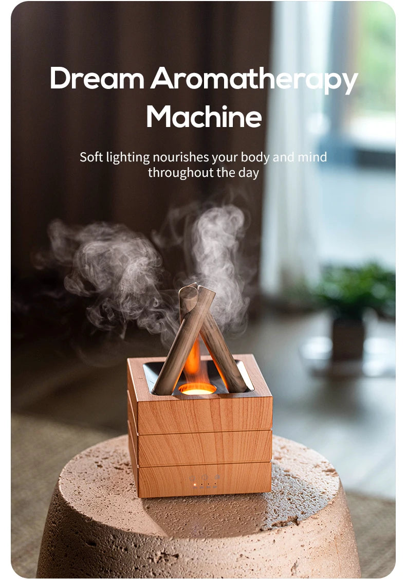 NEWSTYLE Simulated Flame Aroma Diffuser – Bonfire LED Ultrasonic Cool Mist Humidifier & Essential Oil Diffuser, 280ml (9.5 fl oz) with Remote