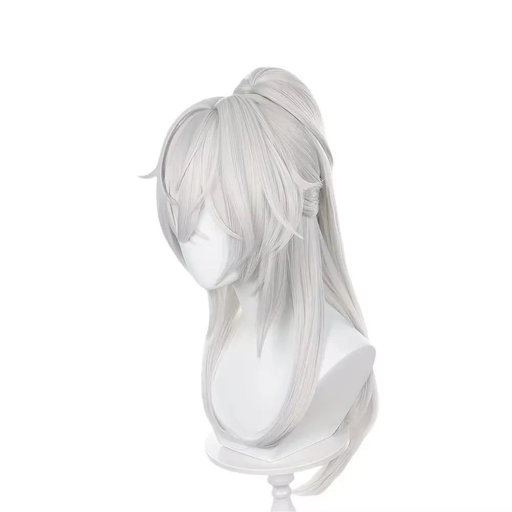 Jing Yuan Long Silver-White Ponytail Wig - Heat-Resistant Synthetic Anime Cosplay