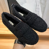 Plus Size Shearling Flats Faux Lambswool Slip-On Loafers, Fur-Lined Winter Shoes for Women