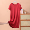 Plus Size Short Sleeve Mid-Length Summer Sleepdress XL–8XL | Lightweight Solid Color Homewear Nightgown