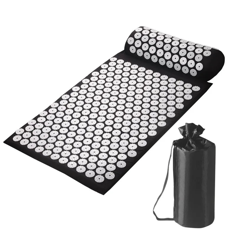 Acupressure Shakti Mat with Pillow – Spike Massage Mat for Back & Body Pain Relief, Yoga Relaxation (68×42×2 cm / 26.8×16.5×0.8 in)