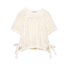 Hollow Knit Bow Pullover - Women's Casual Short-Sleeve Lace-Up Round Neck Sweater
