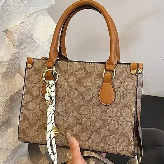 Women's Retro Floral PU Leather Handheld Tote Bag – Large Capacity Casual Tote