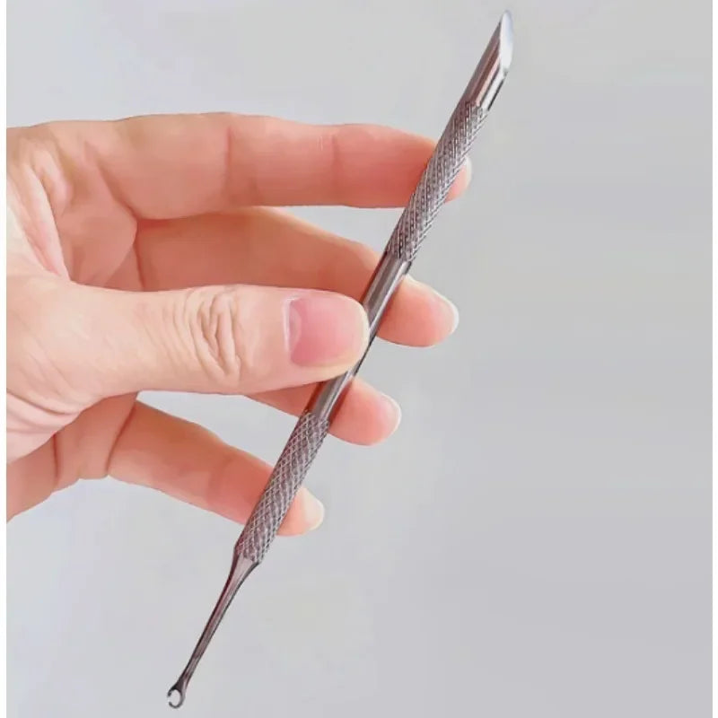 Double-Ended Stainless Steel Cuticle Pusher & Nail Remover – Beveled Circle Head Manicure Tool