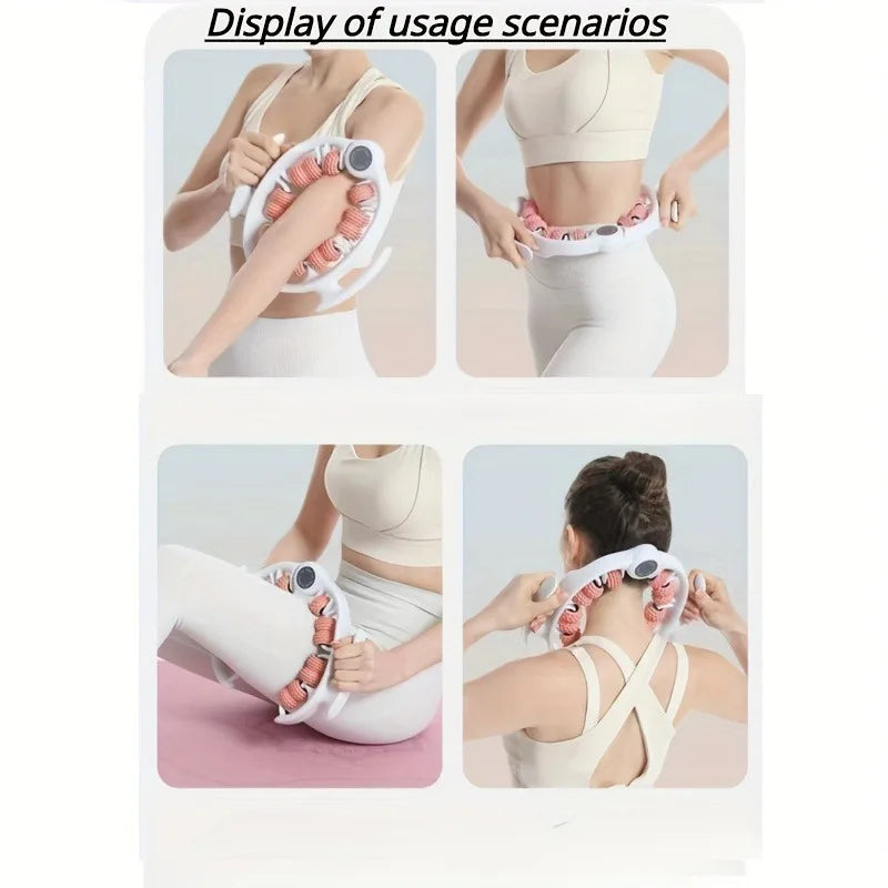 14-Wheel Yoga Fitness Roller with Leg Holders – Deep Tissue Muscle Massager & Mobility Trainer