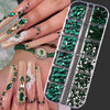 Mini Caviar Beads Nail Art 12-Grid Gold and Silver Micro Ball Charms 0.5–3mm (0.02–0.12in) with Magnetic Picker Pen