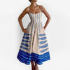 Women's Printed A-Line Maxi Dress - Spaghetti Strap Cold Shoulder High-Waist Slim Beach & Party Casual Vestidos