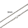 Twisted Rope Chain Necklace for Men & Women — Stainless Steel, 16–36 in (40–91 cm), 2–5 mm, Gold or Silver