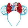 Mickey & Minnie Sequin Ear Headband with Bow – Disney-Inspired Hairband for Women & Kids, Party Cosplay