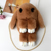 Plush Bunny Faux Fur Crossbody Bag with Chain Strap - Cute Women’s Shoulder Messenger Purse (21 Colors)