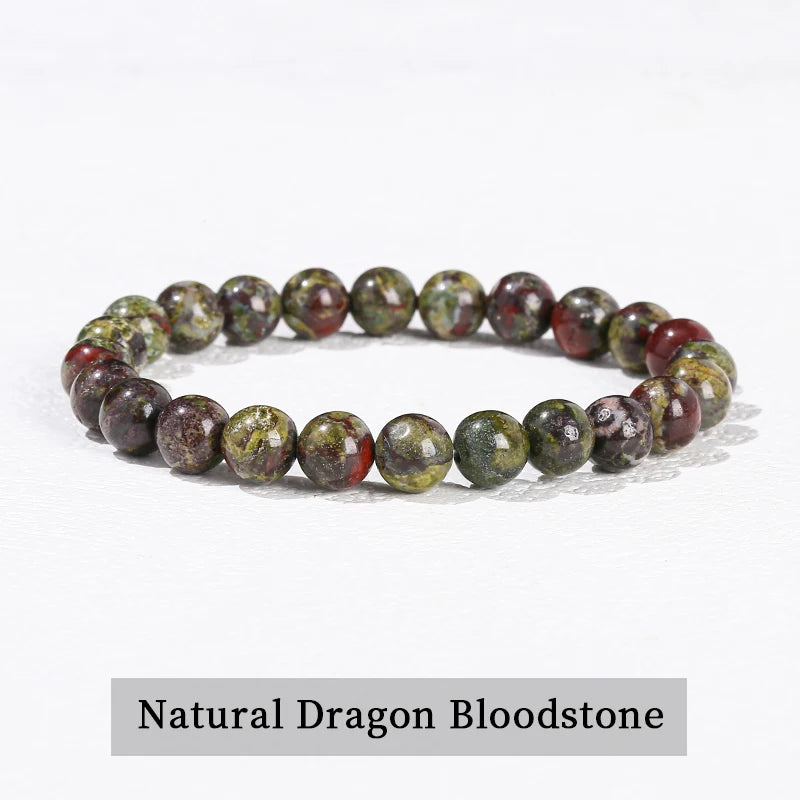 Natural Stone Beaded Bracelet 6/8/10mm — Obsidian Fluorite Quartz Jasper Stretch Yoga Bracelet for Women & Men