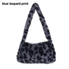 Women's Faux Fur Plush Underarm Shoulder Bag - Cow & Leopard Print Mini Purse