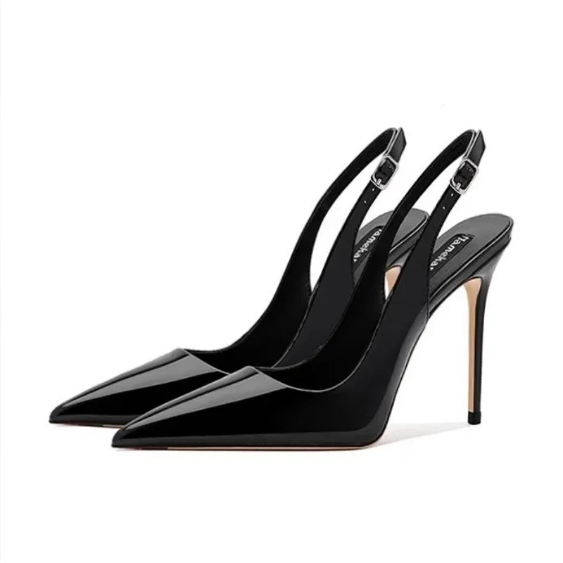 Pointed Toe Patent PU Strappy Stiletto Heels — Platform Party Sandals for Women