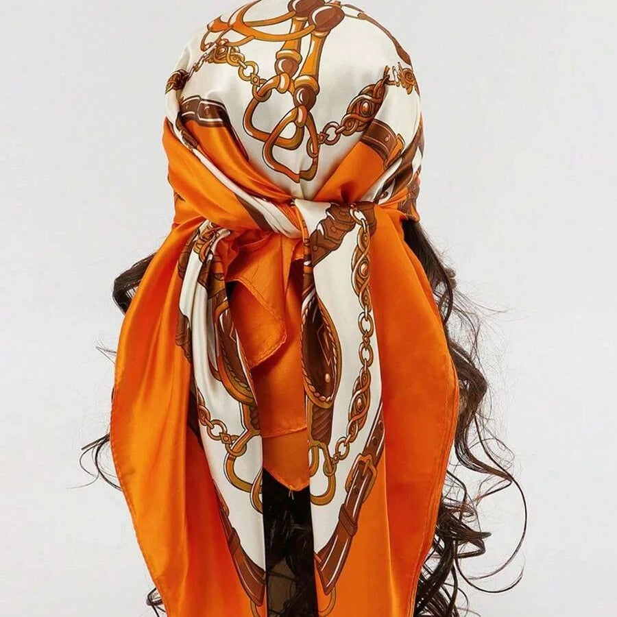 Satin-Feel Square Scarf 90 x 90 cm (35.4 x 35.4 in) – Satin-Look Polyester Hijab, Neckerchief, Shawl & Headscarf for Women