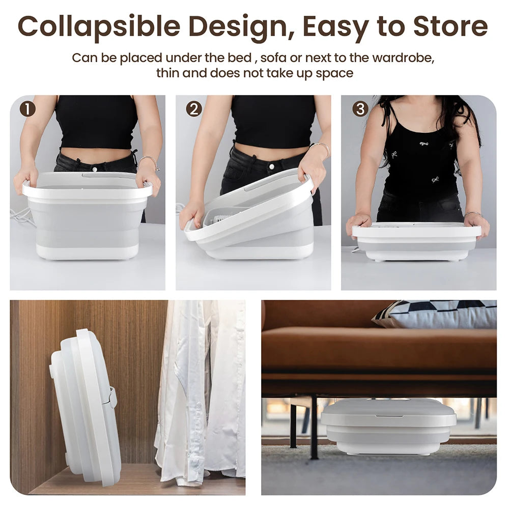 Portable Foldable Thermostatic Foot Spa Massager - Automatic Foot Bath Tub with Heat, Rollers & Red Light for Improved Circulation