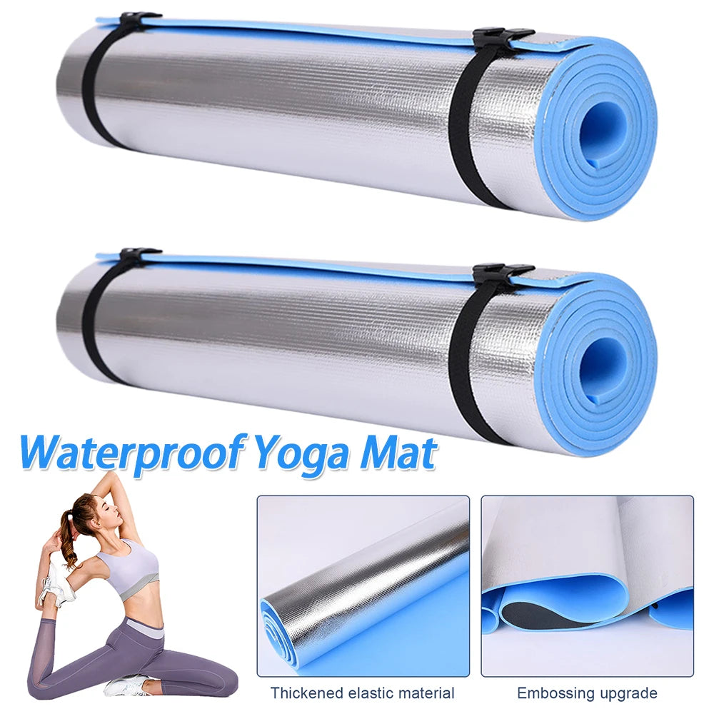 Waterproof Yoga Mat with Aluminum Membrane — 72 x 24 in (183 x 61 cm), 10mm Thick Portable Exercise & Camping Mat