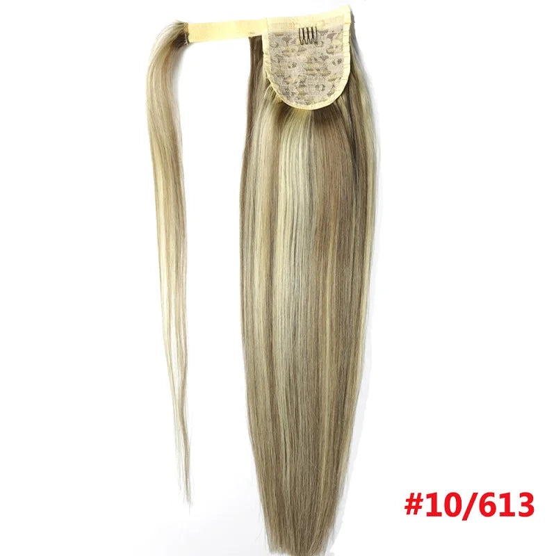 ZZHAIR 100% Human Remy Clip-In Wrap-Around Ponytail 16-26 in (40-66 cm) 140g Machine-Made Straight