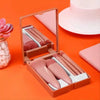 5-Piece Travel Makeup Brush Set, Portable Mini Cosmetic Brushes with Compact Case & Mirror