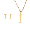 Stainless Steel Alphabet Initial Necklace & Stud Earrings Set – 26 Letter Personalized Jewelry Gift for Women